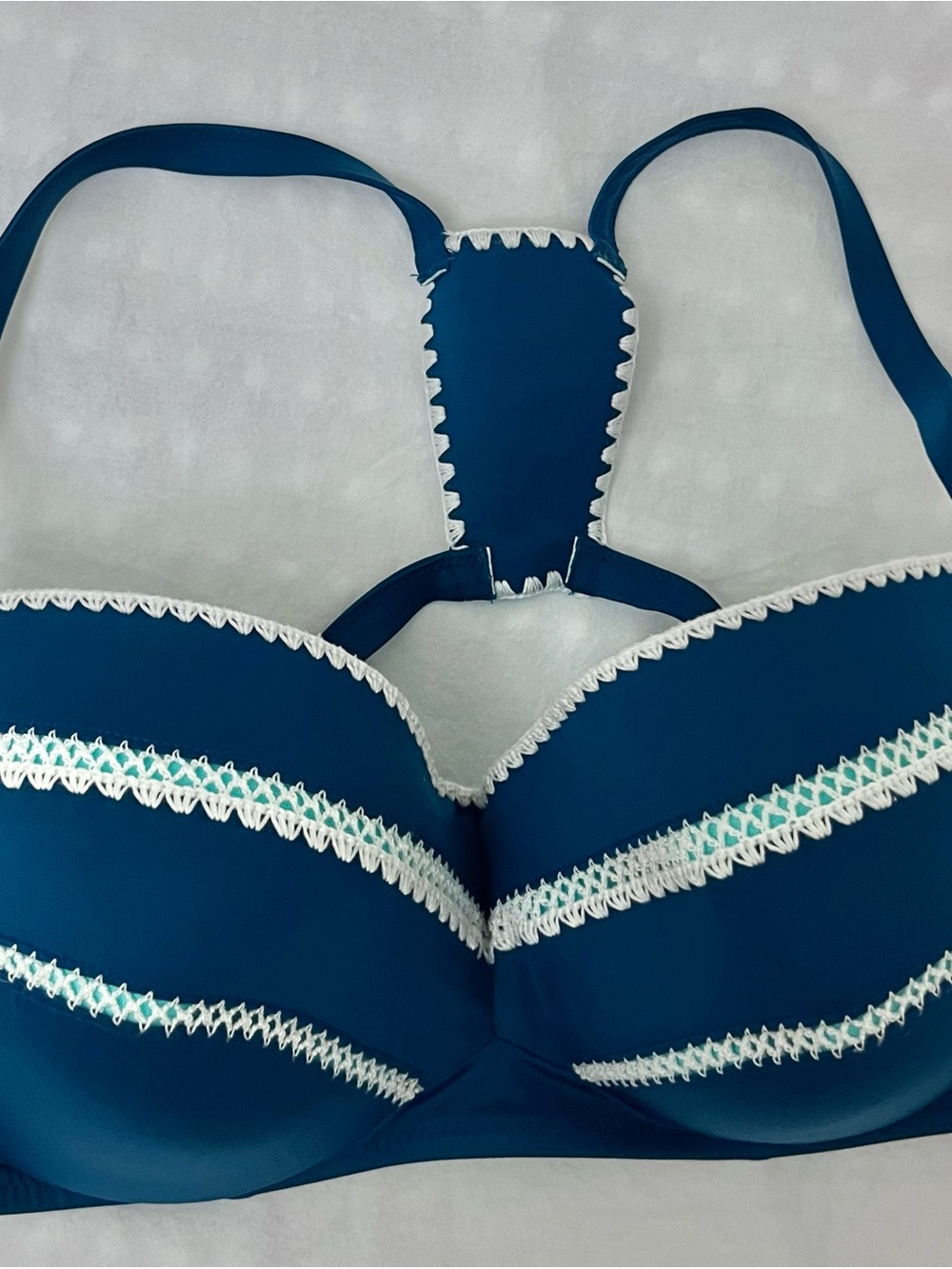 Shade & Shore Teal and White Women's Bikini Top swimwear